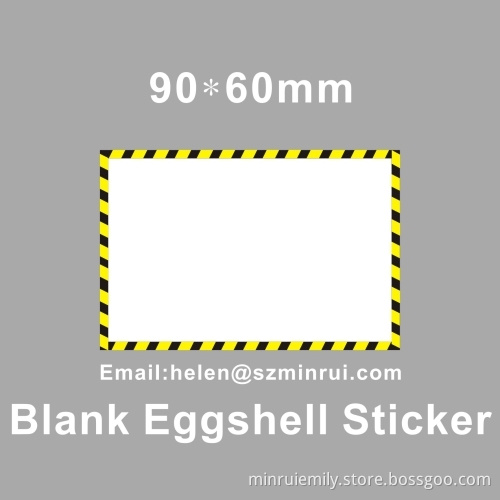 Yellow Border Blank Eggshell Arts Sticker For Warning One Time Use Tags